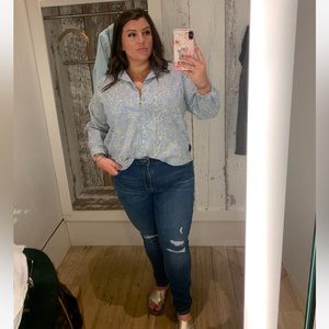 Maeve by Anthropologie- Embroidery and Sequin Button Up! Size 14